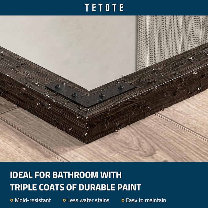 TETOTE 72 x 36 Black Wood Mirror for Bathroom Wall/Bedroom/Living Room/Entryway Farmhouse Rustic Bathroom Vanity Mirror Waterproof (Horizontal/Vertical Mounted)