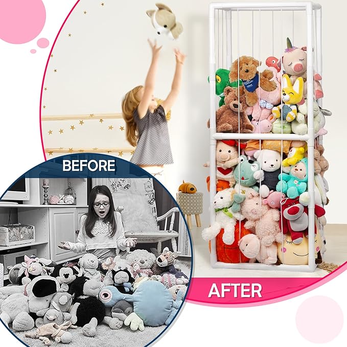 Stuffed Animal Zoo Storage Stuffed Animal Holder PVC Plush Storage Organizer Shelf with Elastic Band for Nursery Play Room Bedroom