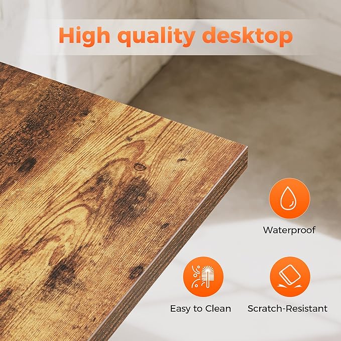 Computer Desk 55 X 24 inch, Gaming Desk for Small Spaces, Modern Simple Style Table for Home Office, Study Student Writing Table (Shelf, Rustic Brown, 55 inch)