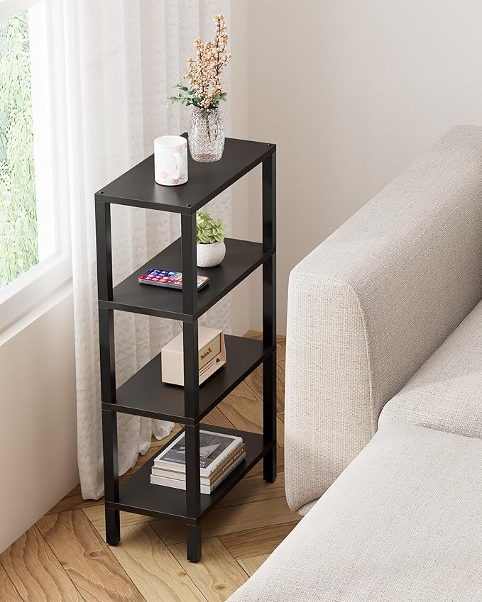 TUTOTAK Small Side Table, Narrow End Table, Skinny Sofa Table, Slim Nightstand, Couch Table, Living Room, Bed Room, Black TB01BK0782