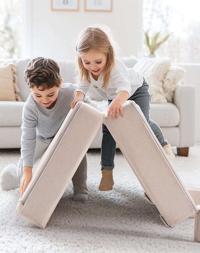 ROBUD Kids Couch, Beige Modular Kids Play Couch, DIY-Style & Washable Toddler Sofa for Playroom, Bedroom, Nursery, WG411
