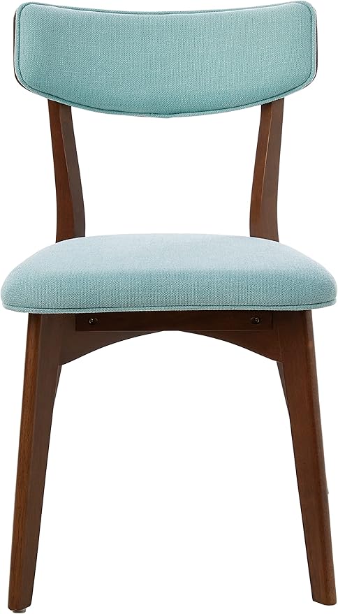Christopher Knight Home Abrielle Mid-Century Modern Fabric Dining Chairs with Natural Walnut Finished Rubberwood Frame, 2-Pcs Set, Mint / Natural Walnut