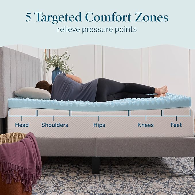 LUCID Gel Infused Memory Foam Mattress Topper – 3 Inch Mattress Topper – 5 Comfort Zones Relieve Pressure – CertiPUR-US Certified Foam - California King