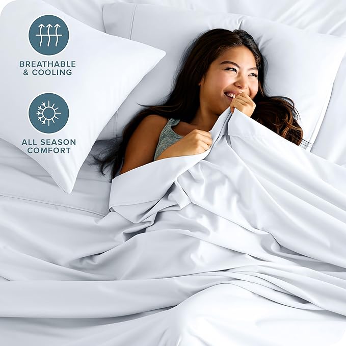 Bare Home Twin XL Sheet Set - College Dorm Size - Luxury 1800 Ultra-Soft Microfiber Twin Extra Long Bed Sheets - Deep Pockets - Easy Fit - Extra Soft - 3 Piece Set - Bed Sheets (Twin XL, White)