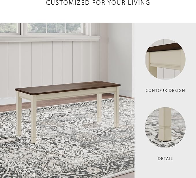 Signature Design by Ashley WhiteOwing Bench, 44.25" W x 16.25" D x4.25 H, White