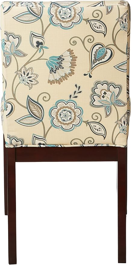OSP Home Furnishings Dakota Upholstered Parsons Chair with Espresso Finish Wood Legs, Avignon Sky