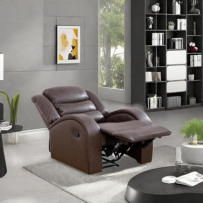 Leather Recliner Chair, Recliner Home Theater Seating, Electric Reclining Chair for Adult, Breathing Chair for Living Room, Brown