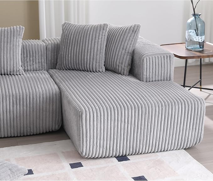 Free Combination Cloud Boneless Modular Sectional Sofa with Chaise Lounge,Modern Minimalist Upholstered Couches, Oversized U Shaped Lounge Sofa Couch w/ 8 Pillows