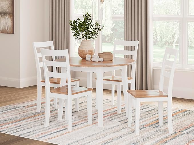 Signature Design by Ashley Gesthaven Solid Wood Frame Dining Chair, Set of 2, White/Natural