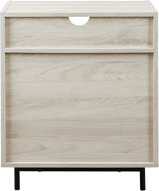 Walker Edison Florence 22 Inch 2 Drawer Open Top Side Table with USB Port - Birch
