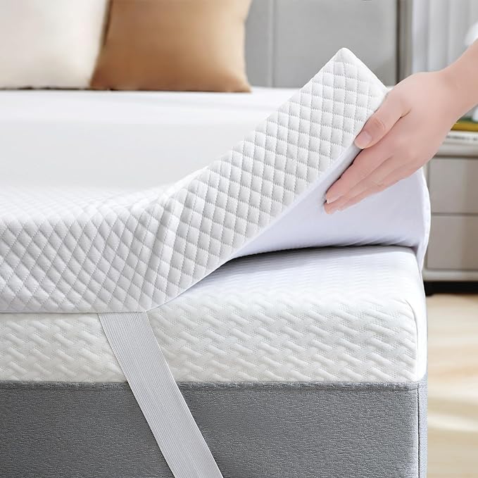 SINWEEK 2 Inch Gel Memory Foam Mattress Topper Full Size, Ventilated High Density Pad for Back Pain, Bed Topper with Removable Soft Cover, CertiPUR-US Certified