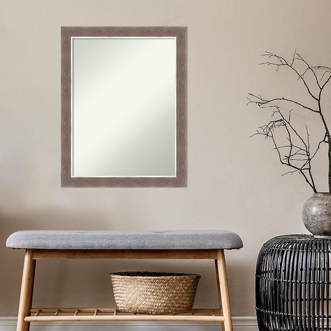 Amanti Art Brown Bathroom Mirror for Over Sink, 28x22 Noble Mocha Rectangle Vanity Mirror, Medium Casual Frame, Hangs Horizonally and Vertically, Bathroom Wall Decor, Non-Beveled Edge from WI, USA