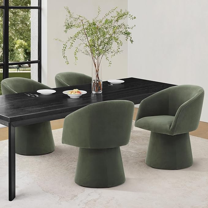 Swivel Dining Chairs Modern Accent Armchair Side Deskchair for Diningroom Vanity Bedroom Livingroom Reading Room,Green,4 Box