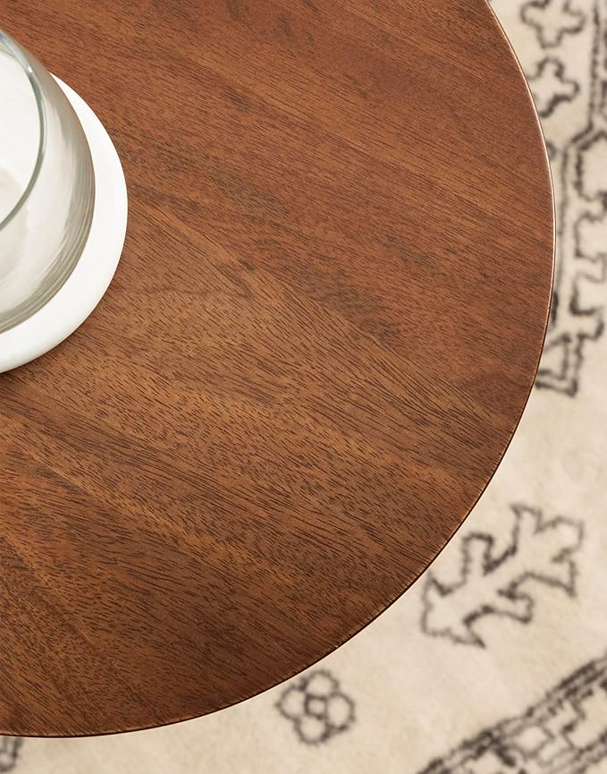 Kate and Laurel Dahl Modern Slatted Wooden Round Drink Table; 12 x 23; Walnut Brown; Transitional Wood Accent Pedestal Table for Use as Living Room Plant Stand or Small Bedroom Nightstand