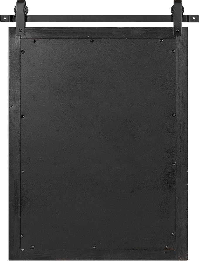 Kate and Laurel Cates Farmhouse Wood Framed Wall Mirror, 18 x 26, Gray, Barn Door-Inspired Rustic Mirrors for Wall