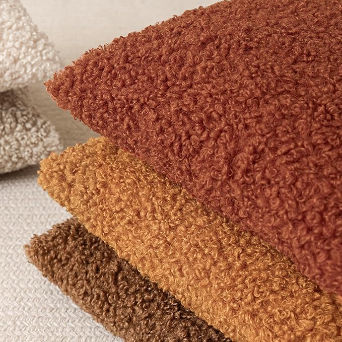 Foindtower 2 Pieces 22x22 Inch Orange, Faux Fur Throw Pillow Cover Accent Sherpa Furry Pillow Covers Fuzzy Soft Pillowcases Cozy Sheepskin Decorative Fleece Cushion Case for Bed Couch Living Room