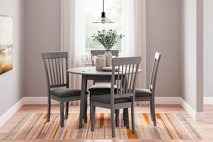 Signature Design by Ashley Shullden Casual Round Dining Small Drop Leaf Table, Seats up to 4, Gray
