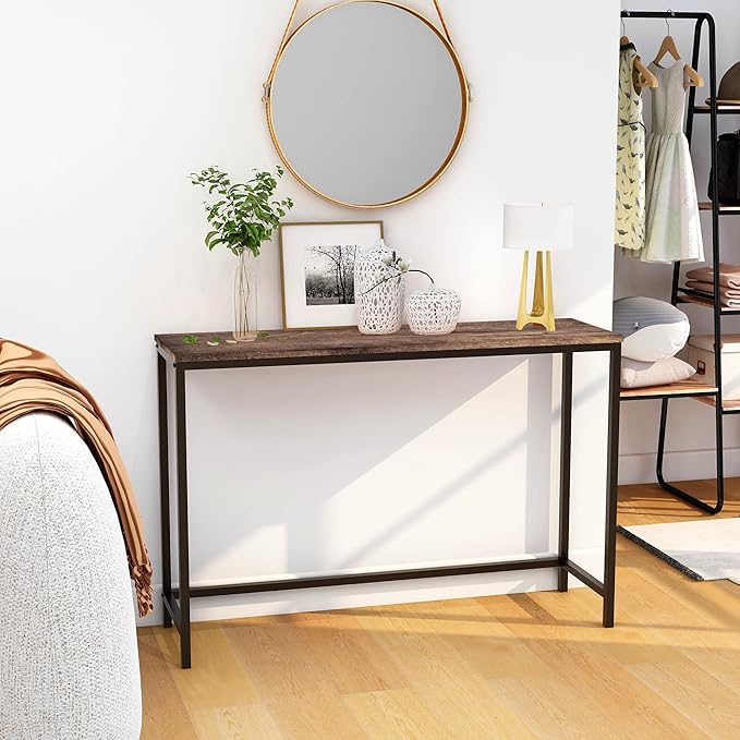 HOMERECOMMEND Rustic Brown Console Table for Entryway, Living Room, Hallway - 41.54" x 11.60" x 27.95"