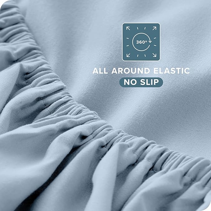 Bare Home Queen Sheet Set - Luxury 1800 Ultra-Soft Microfiber Bed Sheets - Double Brushed - Deep Pockets - Easy Fit - 4 Piece Set - Bedding Sheets & Pillowcases (Queen, Dusty Blue)