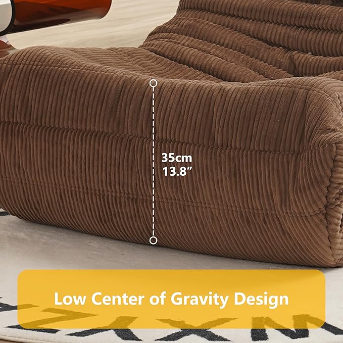 N&V Fireside Chair, Mid Century Armless Floor Sofa, Soft Premium Corduroy Floor Lounge Chair, Foam Sofa for Living Room Bedroom and Office (Tangerine)