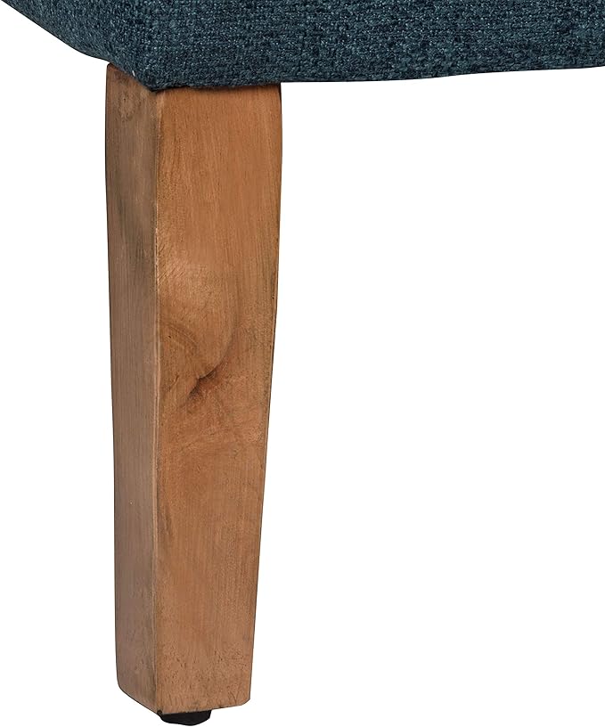 Homepop Home Decor | Upholstered Decorative Storage Ottoman Bench | Ottoman Bench with Storage for Living Room & Bedroom | Decorative Home Furniture, Navy Large