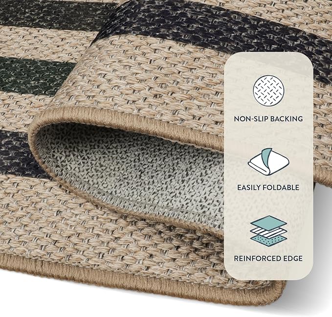 Lahome Modern Geometric Easy Jute Rug, Washable 5x7 Indoor Outdoor Rugs Farmhouse Large Dining Room Bedroom Carpet, Contemporary Non Slip Natural Throw Mat for Backyard Office RV