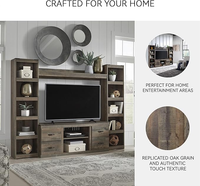 Signature Design by Ashley Derekson Farmhouse 3-Piece Entertainment Center for TVs up to 69", Gray
