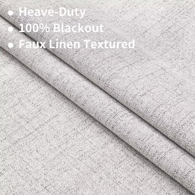 Joydeco Natural Linen Curtains 90 inch Length 2 Panels Set Burg 100% Blackout Patio Door Curtain Room Darkening Sliding Door Curtains Thermal Insulated Back tab Rod Pocket(105x90 inch, White)