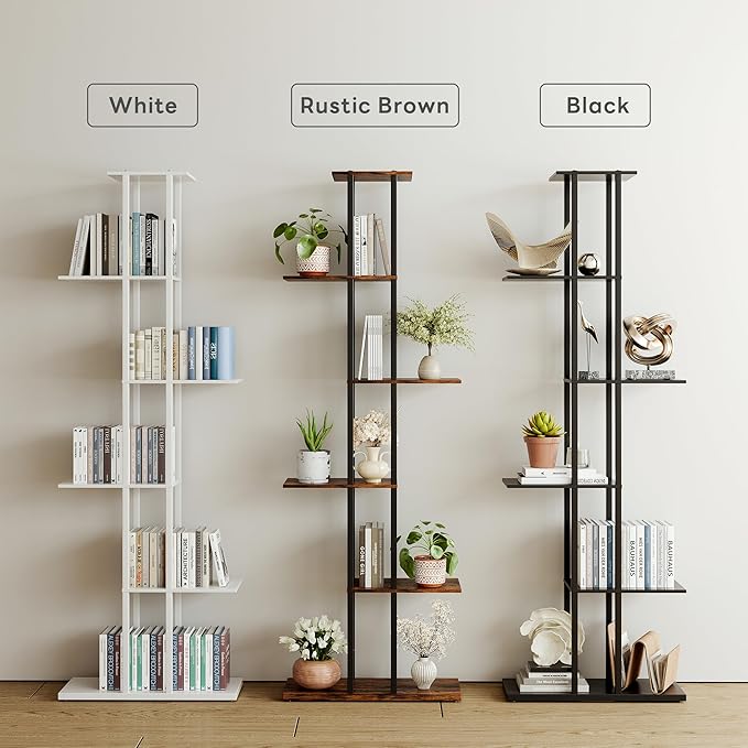 Bookshelf，Small Bookcase for Small Space，6-Tier Bookshelf for Living Room, Home Office, Study，9.45 x 20.8 x 62.2 Inches,Black