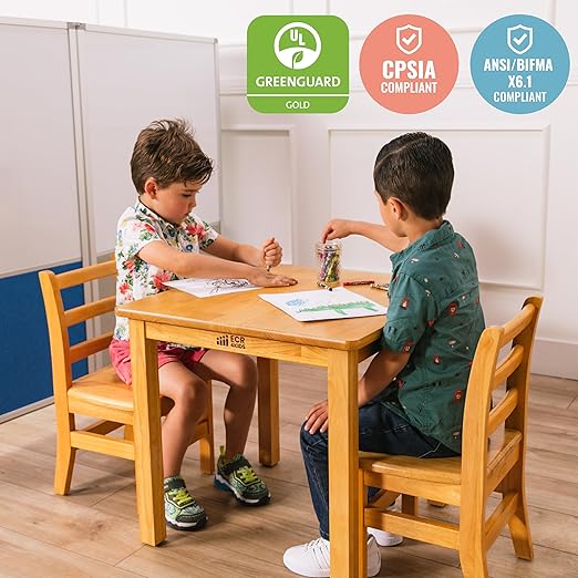 ECR4Kids Three Rung Ladderback Chair, 12in Seat Height, Classroom Seating, Honey, 2-Pack