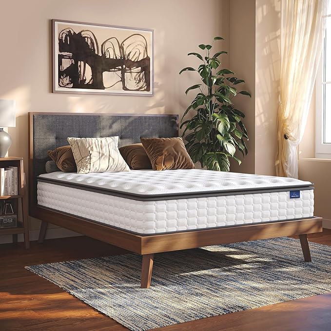 Vesgantti Twin XL Mattress, 12 Inch Hybrid XL Twin Mattress in a Box, Extra Long Pillow Top Twin Mattresses, Gel Memory Foam and Pocket Coils Innerspring Mattresses, Medium Firm Plush Feel