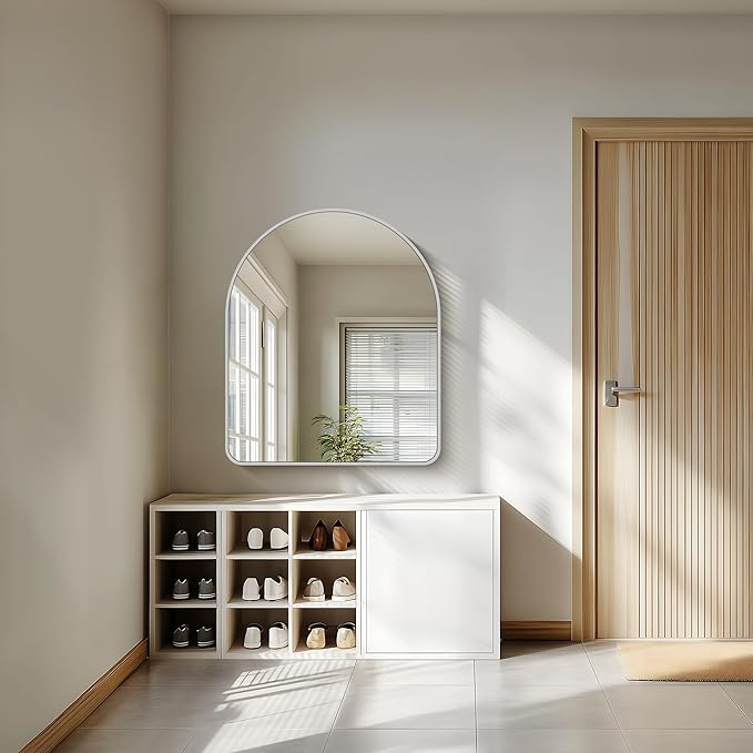 FORBATH Arched Bathroom Mirror 30x36 Inch, Arch Wall Mirror with Silver Aluminum Frame, Arched Mirror for Dresser, Fireplace,Entryway,Home Decor,Hanging or Leaning Against Wall