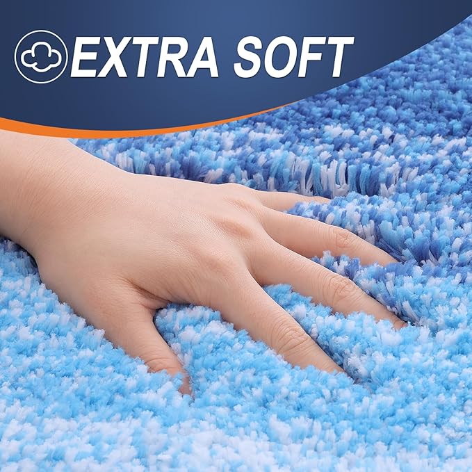 OLANLY Bathroom Runner Rugs 47x17, Extra Soft Absorbent Microfiber Bath Rugs, Rubber Backing, Quick Dry, Washable Bath Mats for Bathroom Floor, Tub and Shower, Home Decor Accessories, Light Royal Blue