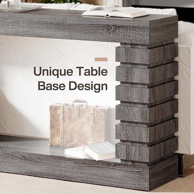Tribesigns 70.8-Inch Long Console Table, Wood Entryway Table with Storage, Narrow Sofa Table for Living Room Entryway Hallway (Gray)