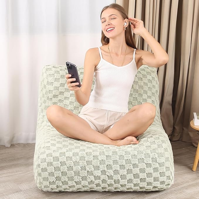 Bean Bag Chairs for Adults, Comfy Floor Sofa with Memory Foam, Giant Bean Bag Couch for Living Room Bedroom Dorm Office, Green