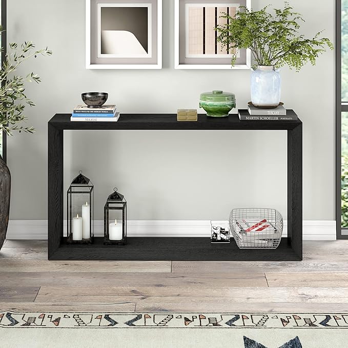 Henn&Hart Osmond Console Table, 55" Wide,Grey,Black