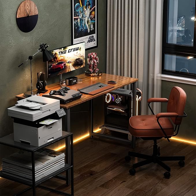Coleshome 40 Inch Computer Desk, Modern Simple Style Desk for Home Office, Study Student Writing Desk, Deep Brown
