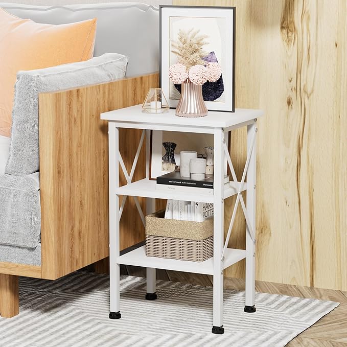 VECELO Modern Nightstands X-Design Side End Table Night Stand with Storage Shelf for Bedroom,Living Room