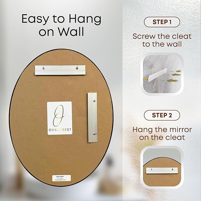 OVALCREST - Oval Wooden Beveled Wall Mirror for Home Decor, Bathroom, Vanity, Bedroom, Living Room, Hallway - London Style (Gold Spray) 19.1 x 25.1