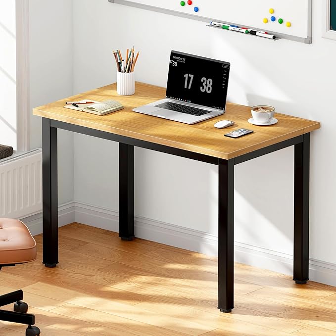 DlandHome 31.5 inches Small Computer Desk for Home Office Activity Table Writing Table for Small Spaces Study Table Student Laptop Desk Teak and Black DND-AC3BB-8040