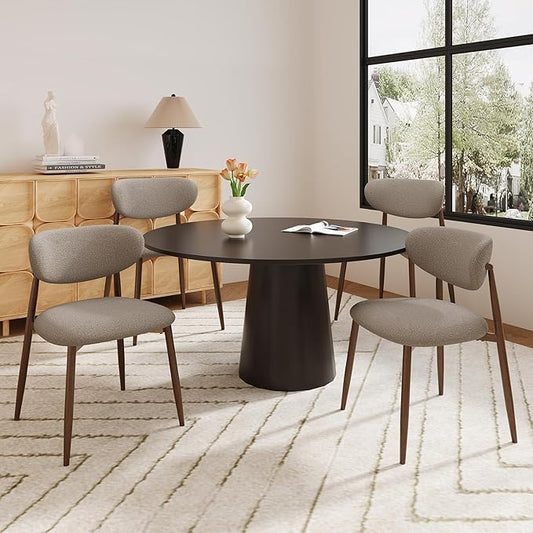 Dining Chairs Set of 4, Ergonomic Fabric Upholstered Seating with Wood Look Metal Legs and Anti Slip Pads, for Home and Restaurant Use, Camel
