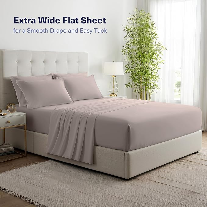 Kickoff Viscose Bamboo Sheets California King Size 4-pc 100% Organic Bamboo Viscose Bed Cooling Sheets Cal King Set Cool Bedding for hot Sleepers Sheet, Flat, Fitted, Pillowcases (Grey Mist, CK)