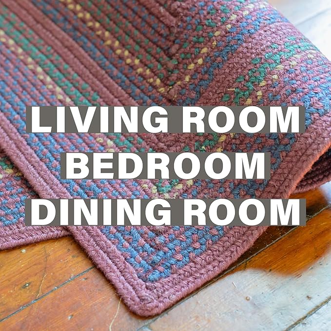 Jamestown Burgundy Braided Area Rugs, Jute, 5x8' Rectangle - Rustic Primitive Decor for Dining Room, Bedroom, Everywhere