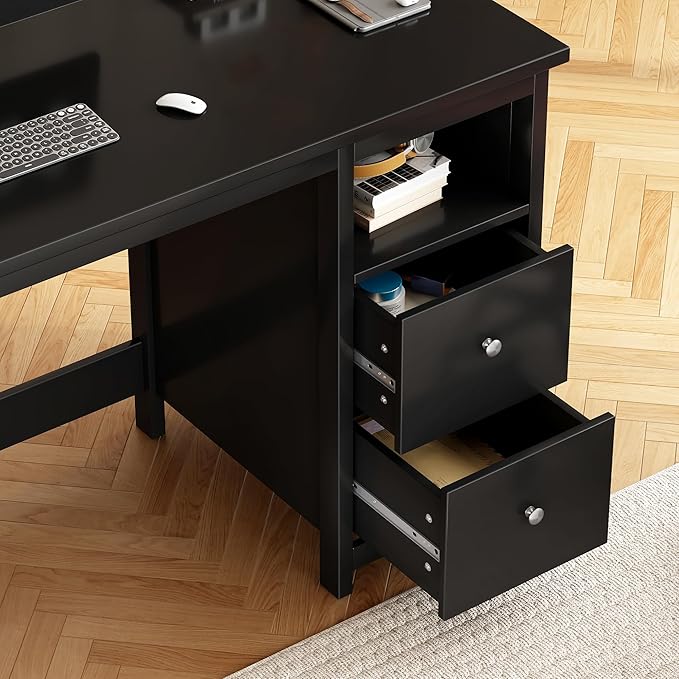 Desk with Drawers,Modern Small Computer Desk for Home Office with Storage Drawers, Makeup Vanity Desk Dressing Table for Bedroom,Filing Cabinet Writing Table PC Desks for Study (Black, 39.3")
