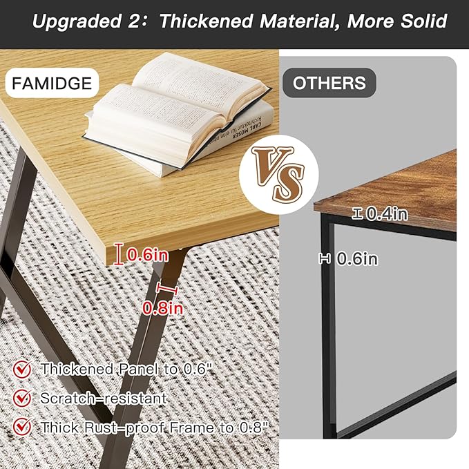 Folding Coffee Table, Portable Floor Table Desk for Sitting on The Floor, No Assembly Low Coffee Table for Living Room, Home, Caravan and Camping Use, Natural Wood, 39.4Lx19.7Wx15.8H
