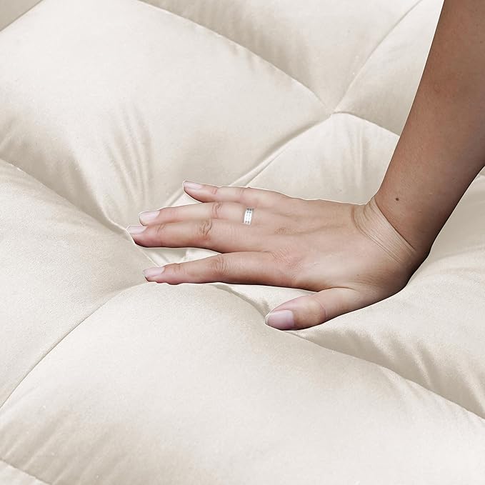 Ball & Cast 55" 3 in 1 Sleeper Sofa Bed Velvet Upholstered Pull Out Couch with Adjustable Back & 2 Pillows,Convertible Futon Sofa Bed W/Hidden Side Table,Side Pocket & USB Port,for Living Room,Beige