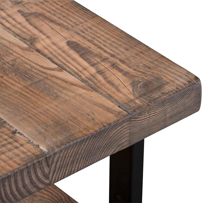 Pomona 3-Tier Solid Wood End Table with Storage Shelves – Rustic Industrial Space-Saving Side Table or Nightstand for Living Room, Bedroom, or Entryway by Alaterre Furniture