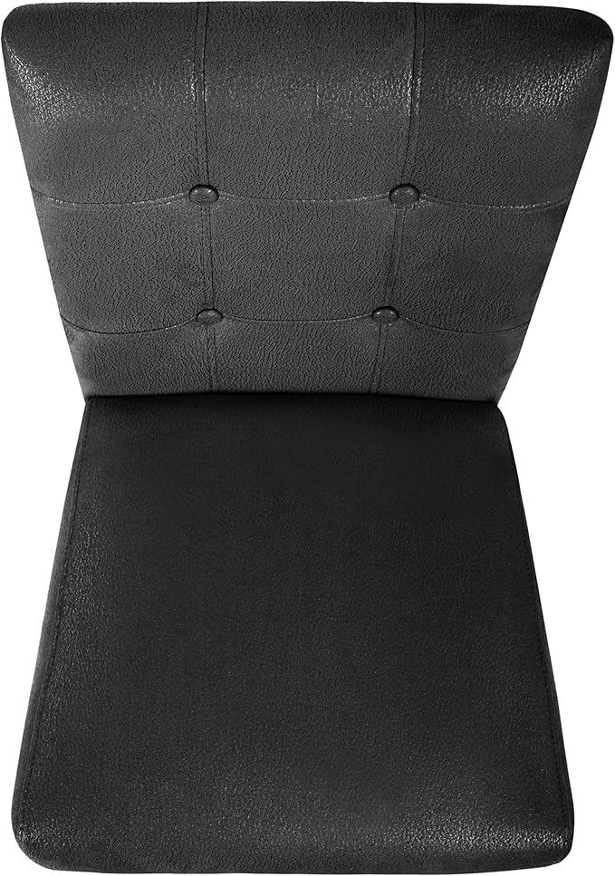 HomePop 24" Upholstered Button Tufted Leatherette Counter Height Barstool Chairs, Matt Black Faux Leather (Set of 2)