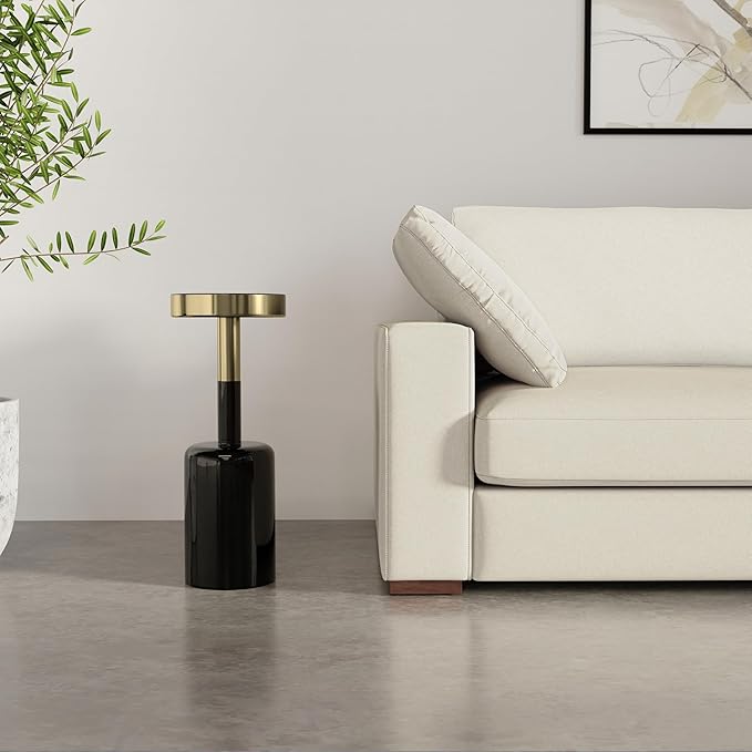 SIMPLIHOME Frannie Modern Contemporary 10 inch Wide Metal Side Table in Gold / Black for the Living Room and Bedroom