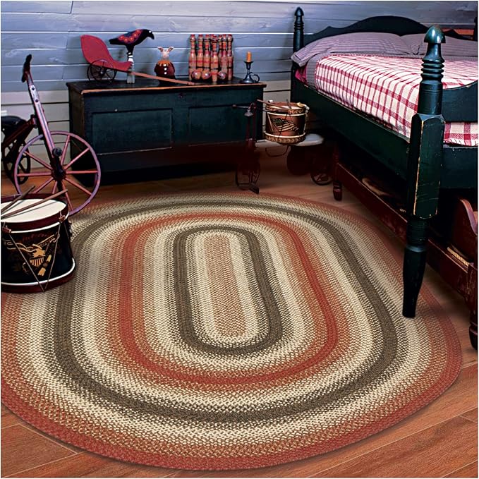 Homespice Chester Country Rugs for Living Room 8x10' Oval Braided Rug